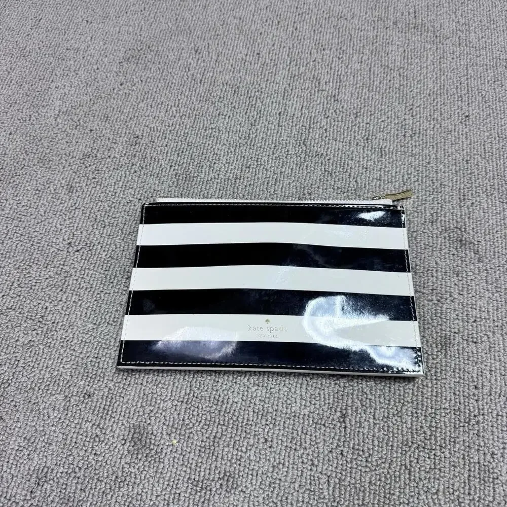 Kate Spade Pencil Case Ivory Black Striped